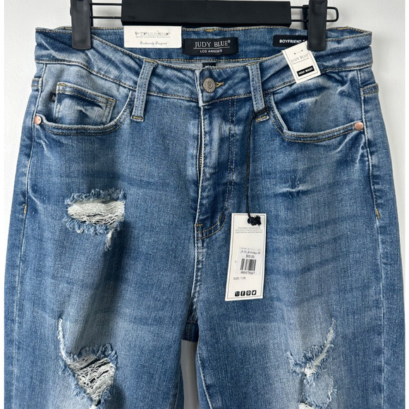 NEW Judy Blue Jeans Womens 7/28 Boyfriend Fit Distressed High Waist $65.99 A7 - Picture 2 of 7